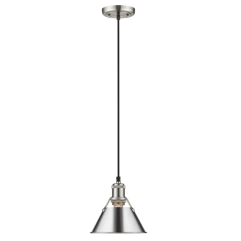 Golden 3306-S PW-CH One Light Mini Pendant, Pewter