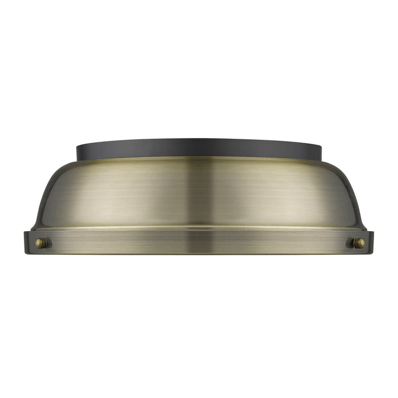 Golden 3602-14 BLK-BLK Two Light Flush Mount, Matte Black