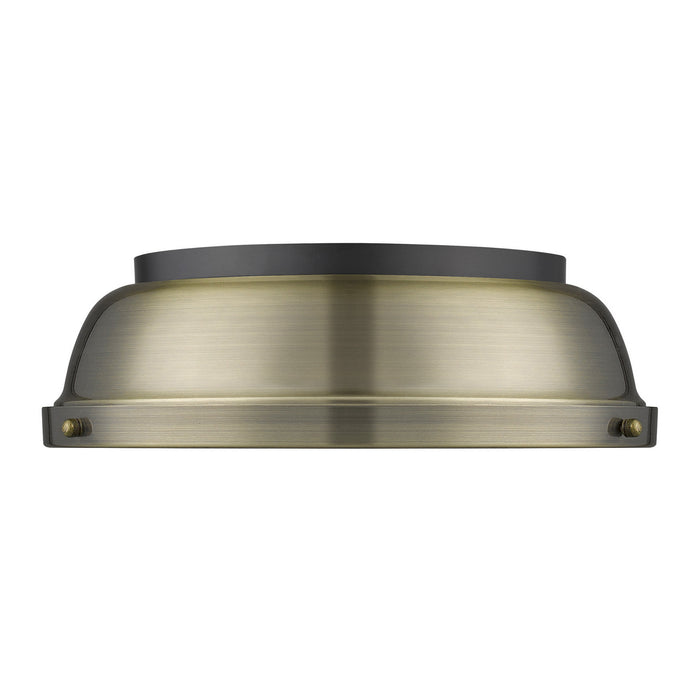 Golden 3602-14 BLK-BLK Two Light Flush Mount, Matte Black