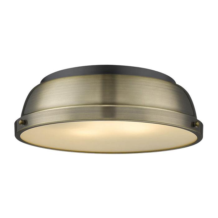 Golden 3602-14 BLK-BLK Two Light Flush Mount, Matte Black