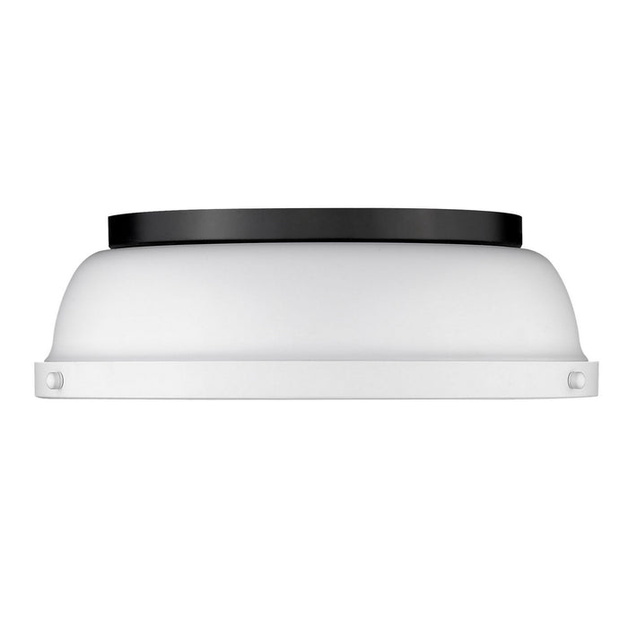 Golden 3602-14 BLK-WHT Two Light Flush Mount, Matte Black