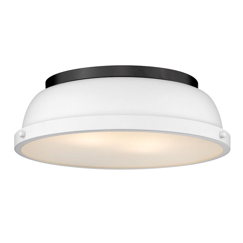 Golden 3602-14 BLK-WHT Two Light Flush Mount, Matte Black