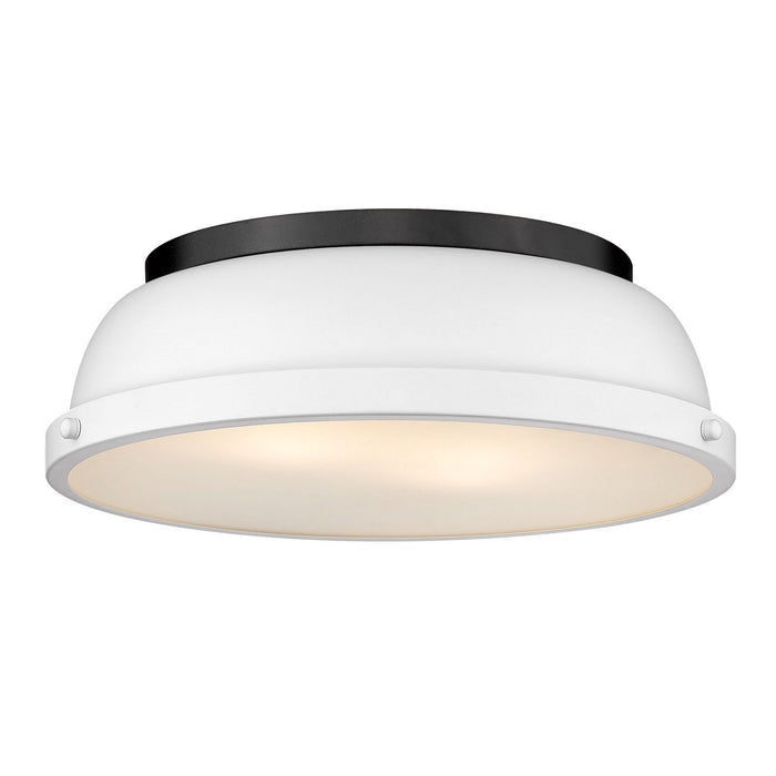 Golden 3602-14 BLK-WHT Two Light Flush Mount, Matte Black