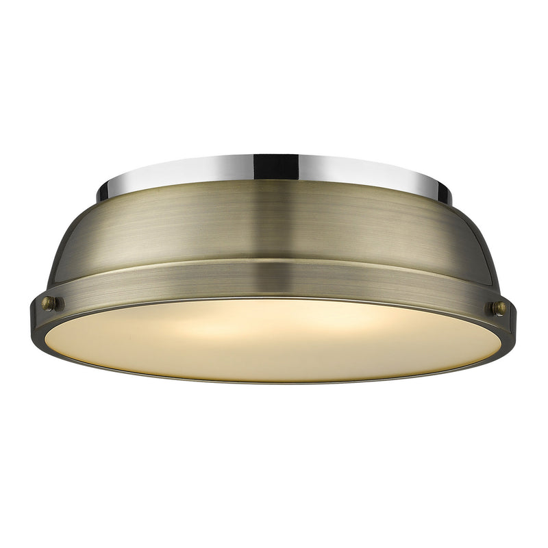 Golden 3602-14 CH-CH Two Light Flush Mount, Chrome