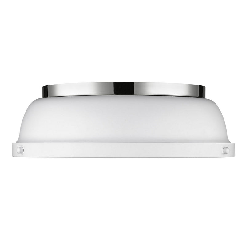 Golden 3602-14 CH-WHT Two Light Flush Mount, Chrome