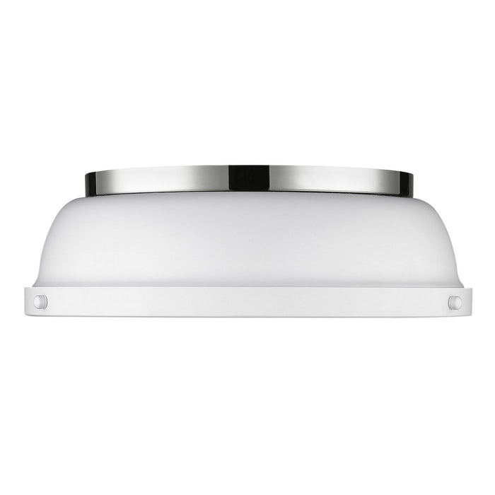 Golden 3602-14 CH-WHT Two Light Flush Mount, Chrome