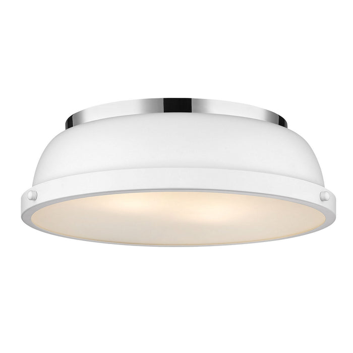 Golden 3602-14 CH-WHT Two Light Flush Mount, Chrome
