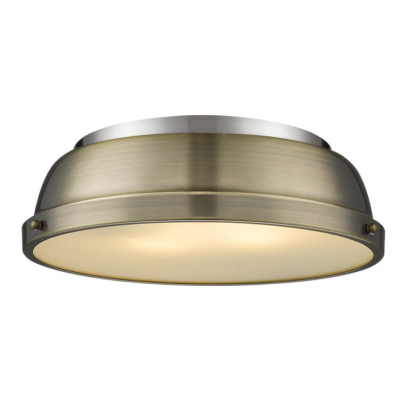 Golden 3602-14 PW-AB Two Light Flush Mount, Pewter