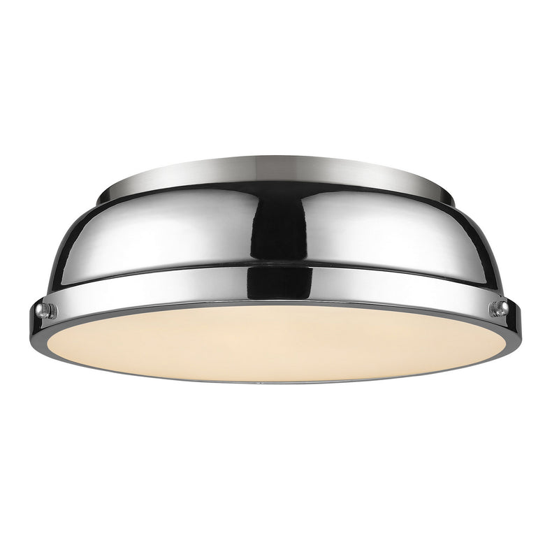 Golden 3602-14 PW-CH Two Light Flush Mount, Pewter