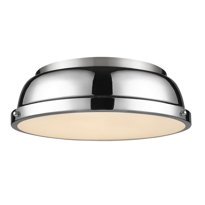 Golden 3602-14 PW-CH Two Light Flush Mount, Pewter