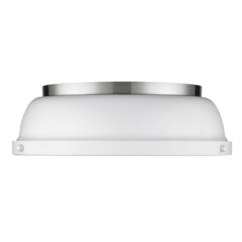 Golden 3602-14 PW-WHT Two Light Flush Mount, Pewter