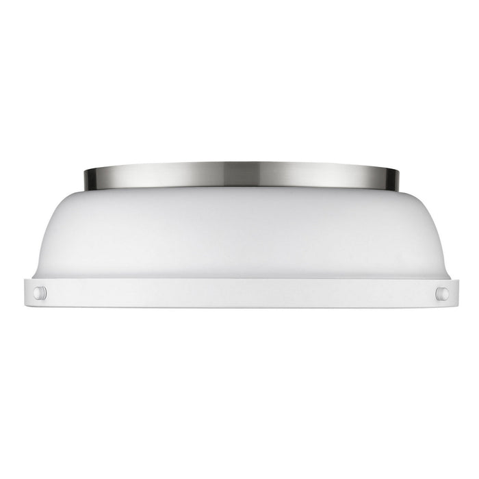 Golden 3602-14 PW-WHT Two Light Flush Mount, Pewter