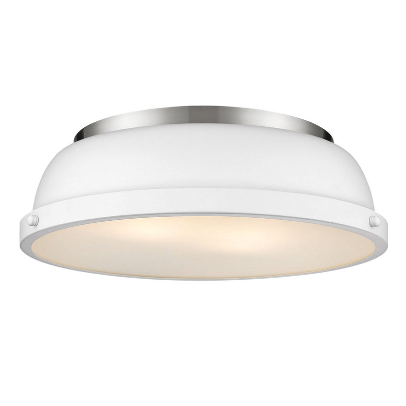 Golden 3602-14 PW-WHT Two Light Flush Mount, Pewter