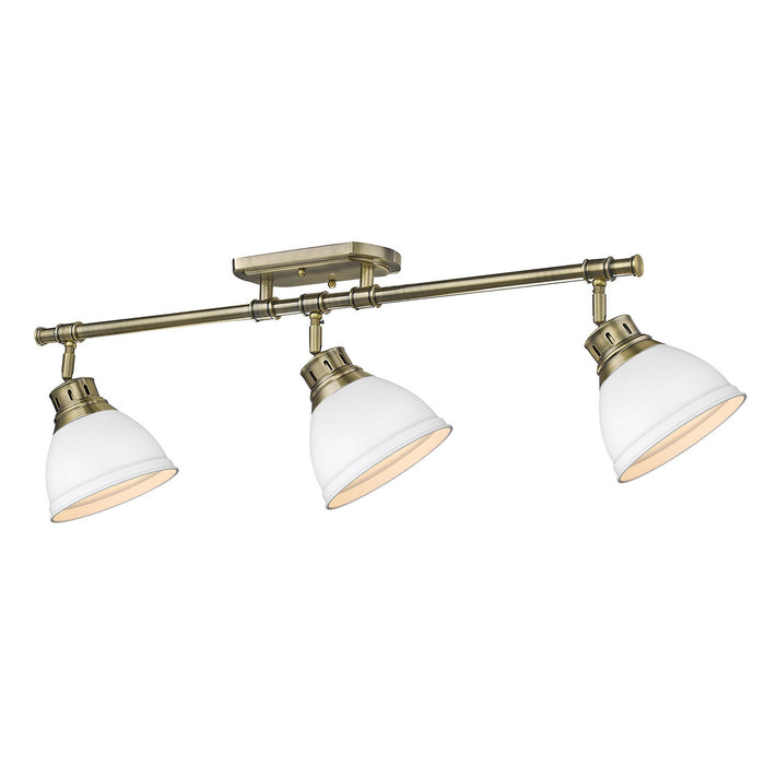 Golden 3602-3SF AB-WHT Three Light Semi-Flush Mount, Aged Brass
