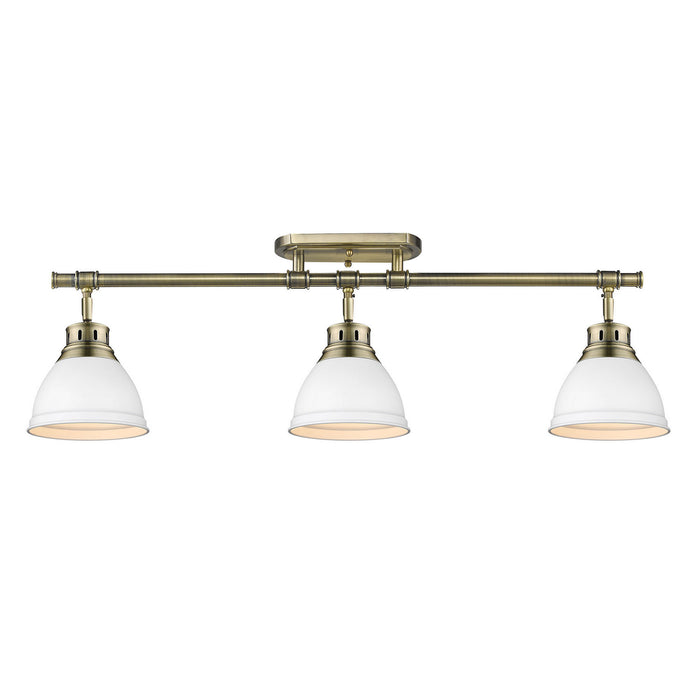Golden 3602-3SF AB-WHT Three Light Semi-Flush Mount, Aged Brass