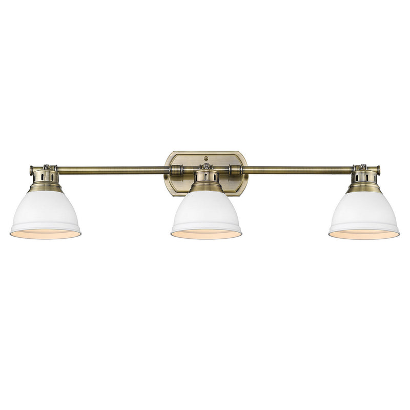 Golden 3602-3SF AB-WHT Three Light Semi-Flush Mount, Aged Brass