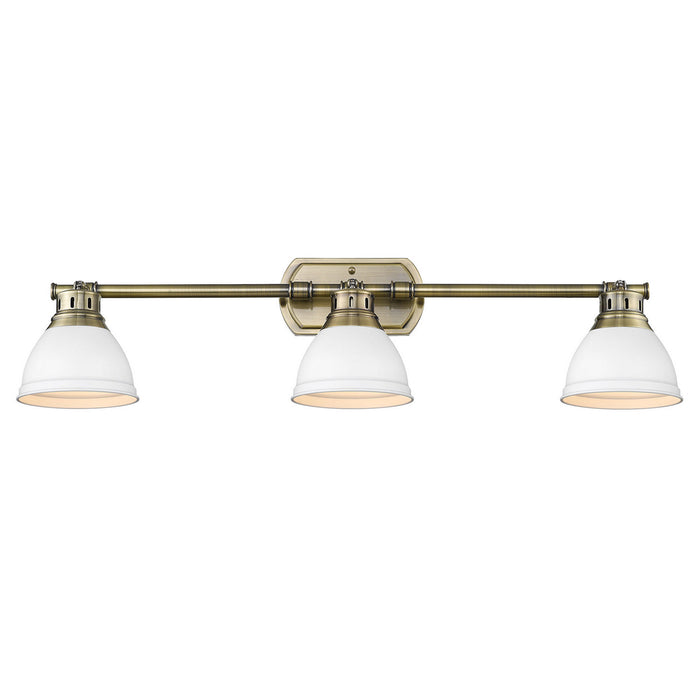 Golden 3602-3SF AB-WHT Three Light Semi-Flush Mount, Aged Brass