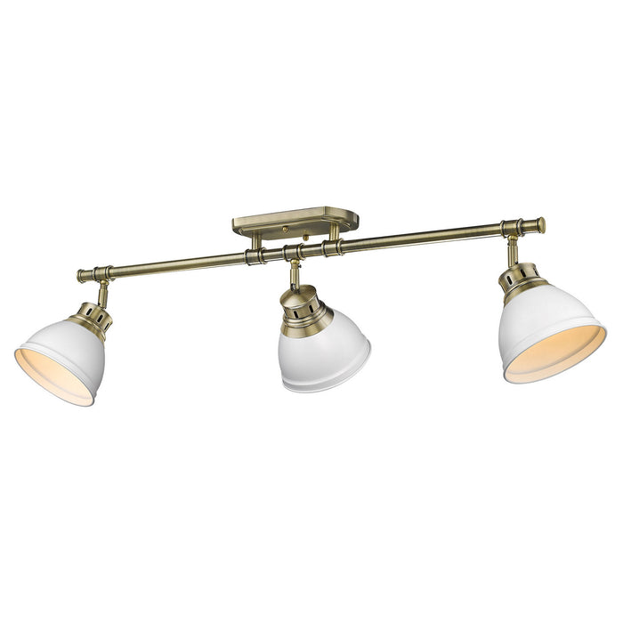 Golden 3602-3SF AB-WHT Three Light Semi-Flush Mount, Aged Brass