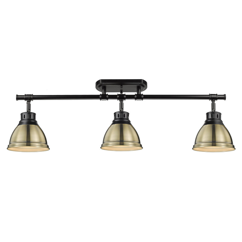 Golden 3602-3SF BLK-AB Three Light Semi-Flush Mount, Matte Black
