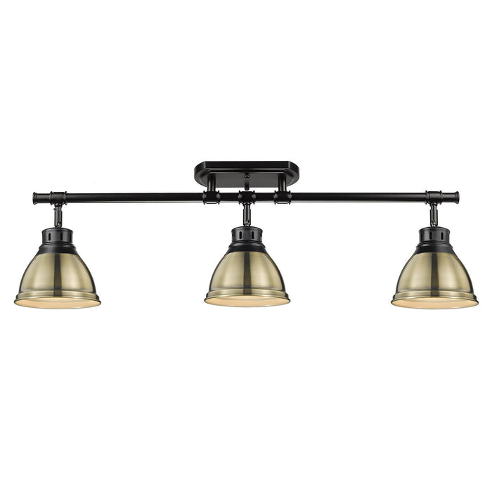 Golden 3602-3SF BLK-AB Three Light Semi-Flush Mount, Matte Black