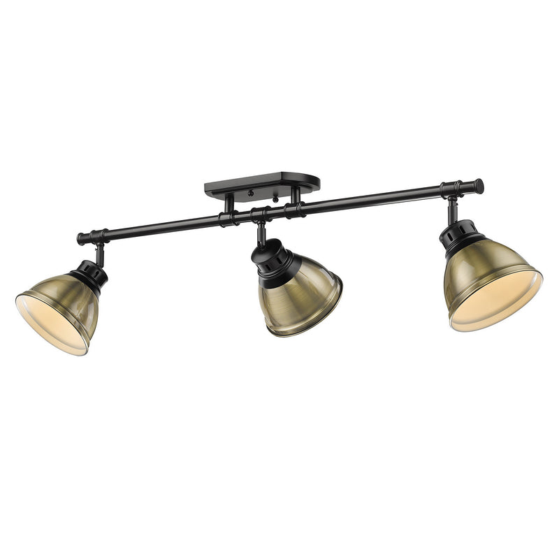 Golden 3602-3SF BLK-AB Three Light Semi-Flush Mount, Matte Black