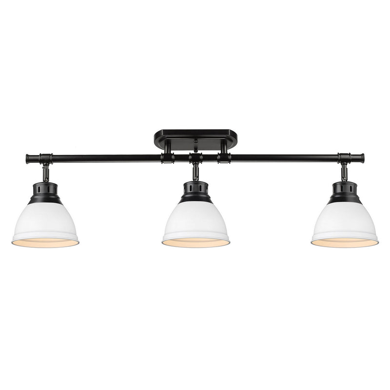 Golden 3602-3SF BLK-WHT Three Light Semi-Flush Mount, Matte Black