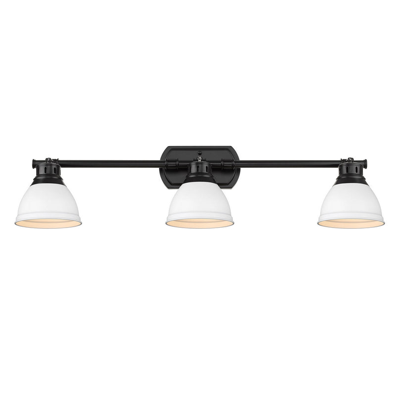 Golden 3602-3SF BLK-WHT Three Light Semi-Flush Mount, Matte Black