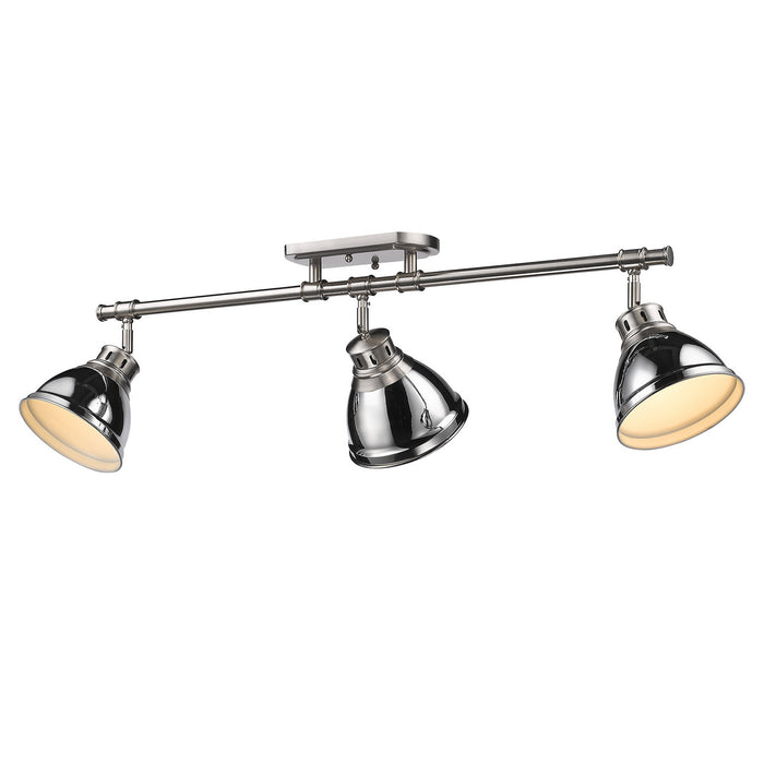 Golden 3602-3SF PW-CH Three Light Semi-Flush Mount, Pewter