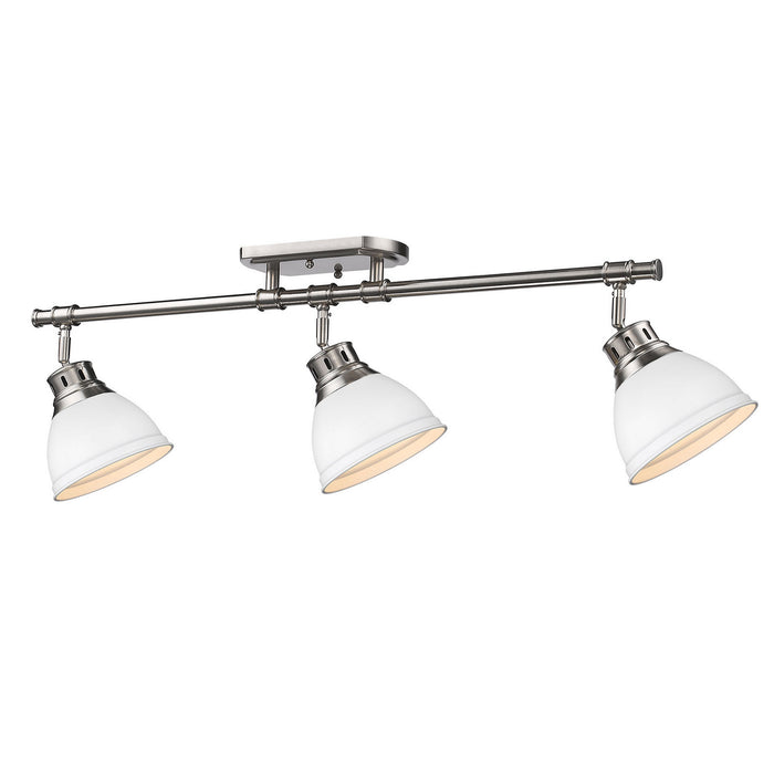 Golden 3602-3SF PW-WHT Three Light Semi-Flush Mount, Pewter
