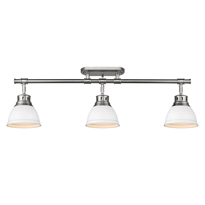 Golden 3602-3SF PW-WHT Three Light Semi-Flush Mount, Pewter