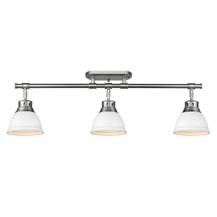 Golden 3602-3SF PW-WHT Three Light Semi-Flush Mount, Pewter
