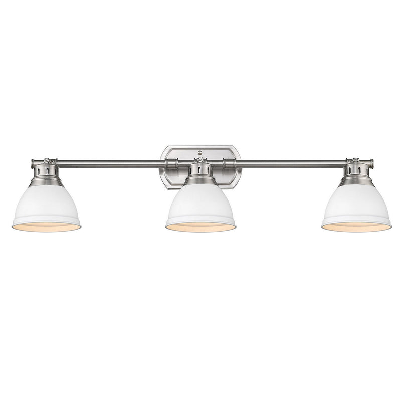Golden 3602-3SF PW-WHT Three Light Semi-Flush Mount, Pewter