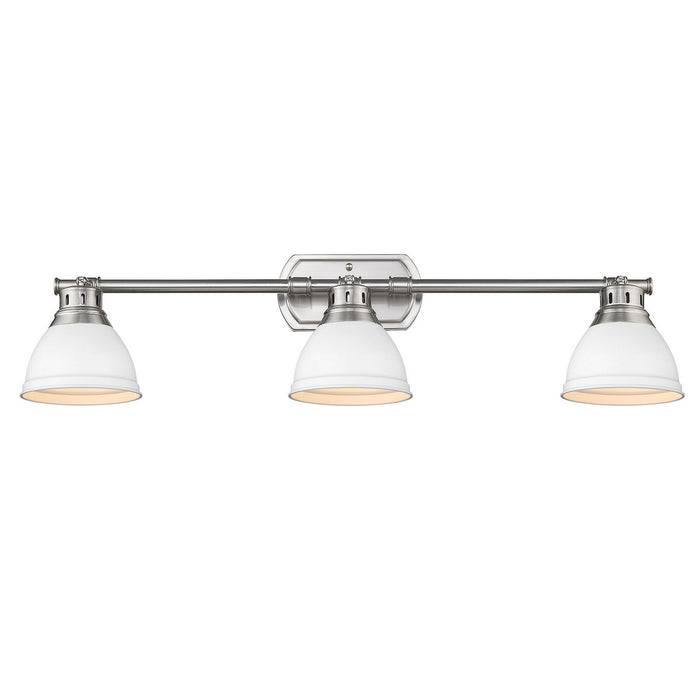 Golden 3602-3SF PW-WHT Three Light Semi-Flush Mount, Pewter