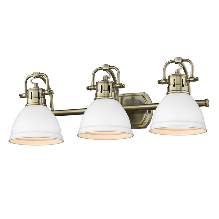 Golden 3602-BA3 AB-WHT Three Light Bath Vanity, Aged Brass