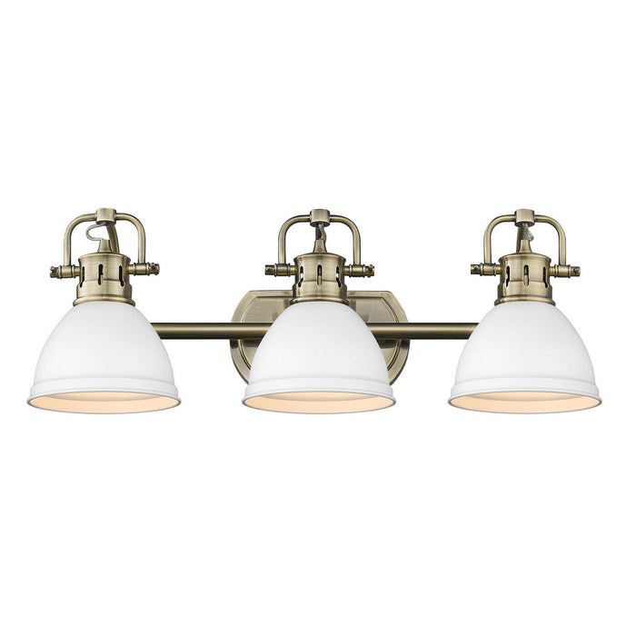Golden 3602-BA3 AB-WHT Three Light Bath Vanity, Aged Brass