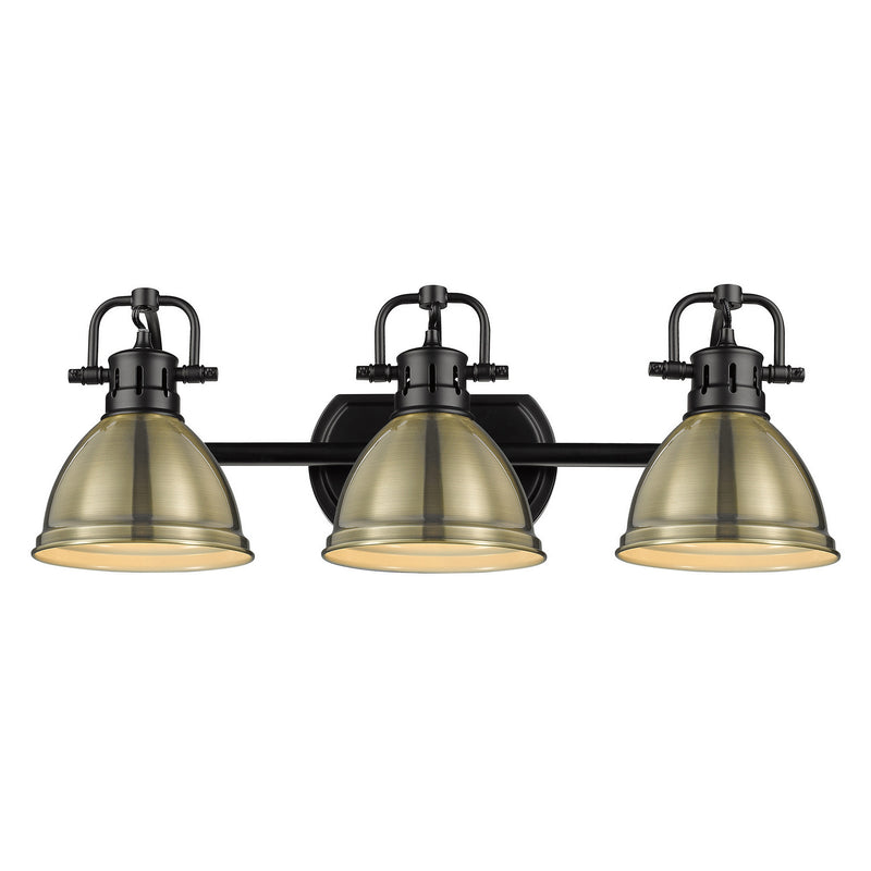 Golden 3602-BA3 BLK-AB Three Light Bath Vanity, Matte Black