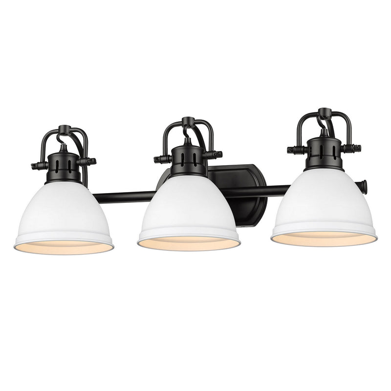 Golden 3602-BA3 BLK-WHT Three Light Bath Vanity, Matte Black