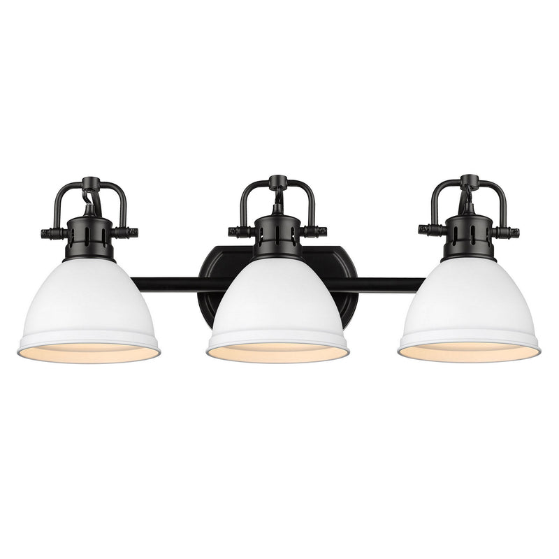 Golden 3602-BA3 BLK-WHT Three Light Bath Vanity, Matte Black
