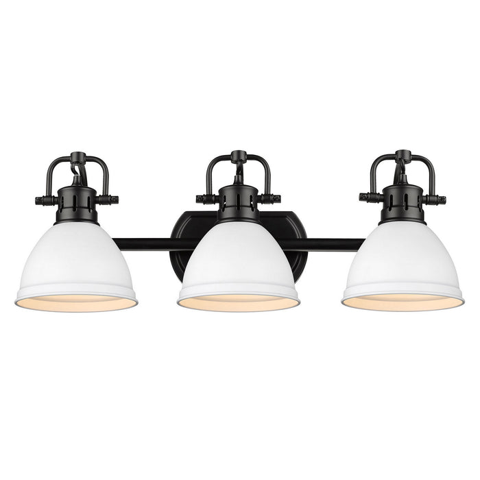 Golden 3602-BA3 BLK-WHT Three Light Bath Vanity, Matte Black
