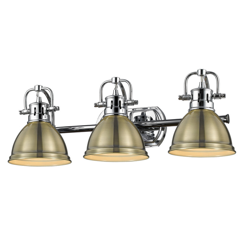 Golden 3602-BA3 CH-AB Three Light Bath Vanity, Chrome