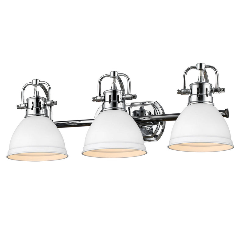 Golden 3602-BA3 CH-WHT Three Light Bath Vanity, Chrome