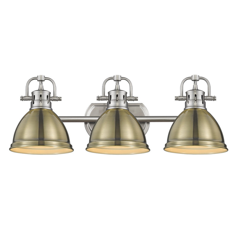 Golden 3602-BA3 PW-AB Three Light Bath Vanity, Pewter