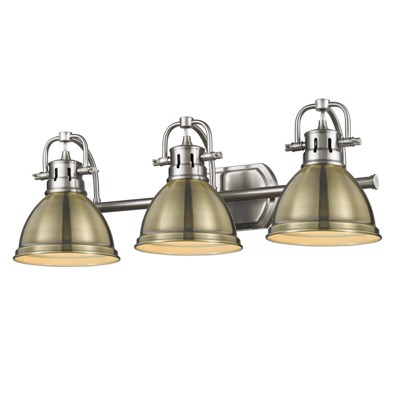 Golden 3602-BA3 PW-AB Three Light Bath Vanity, Pewter