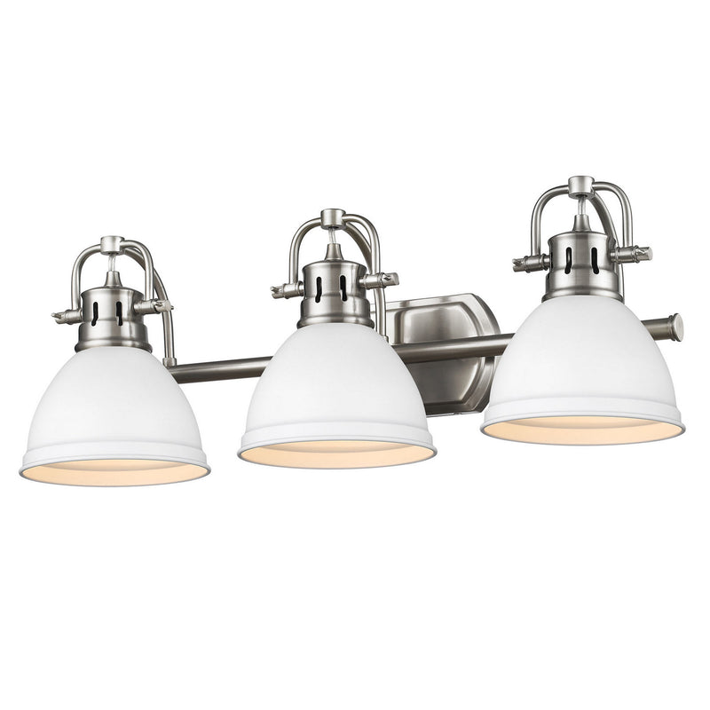 Golden 3602-BA3 PW-WHT Three Light Bath Vanity, Pewter