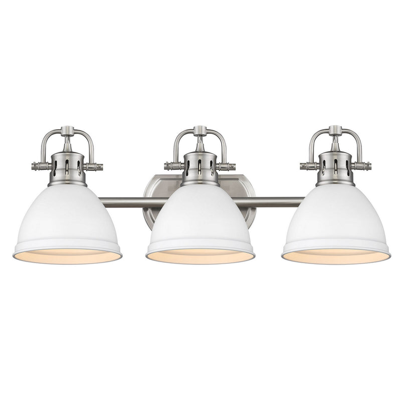 Golden 3602-BA3 PW-WHT Three Light Bath Vanity, Pewter