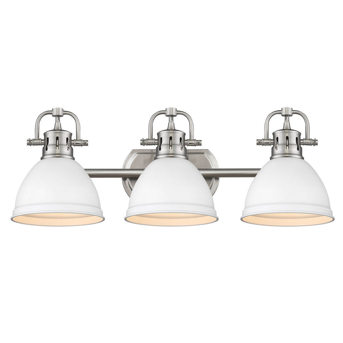 Golden 3602-BA3 PW-WHT Three Light Bath Vanity, Pewter
