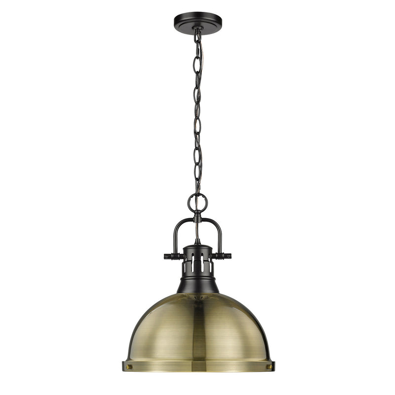 Golden 3602-L BLK-AB One Light Pendant, Matte Black