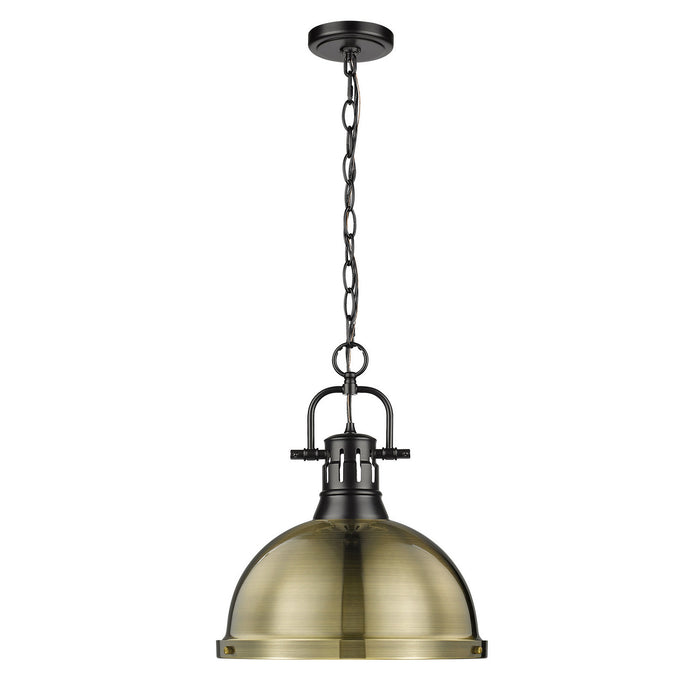 Golden 3602-L BLK-AB One Light Pendant, Matte Black