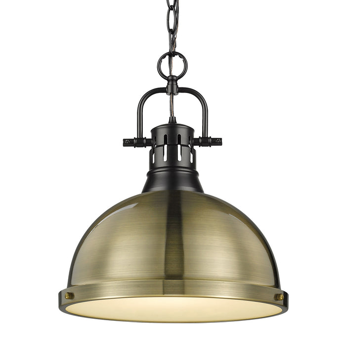 Golden 3602-L BLK-AB One Light Pendant, Matte Black