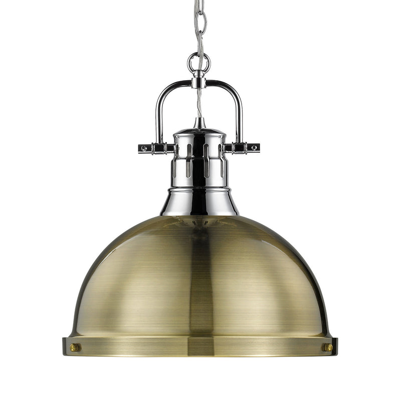 Golden 3602-L CH-AB One Light Pendant, Chrome